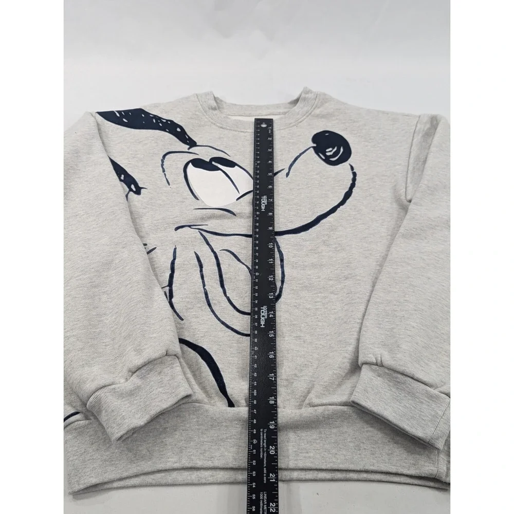 Disney Pluto Sweatshirt Adult Size XS Gray Heavyweight Big Print Vintage RARE